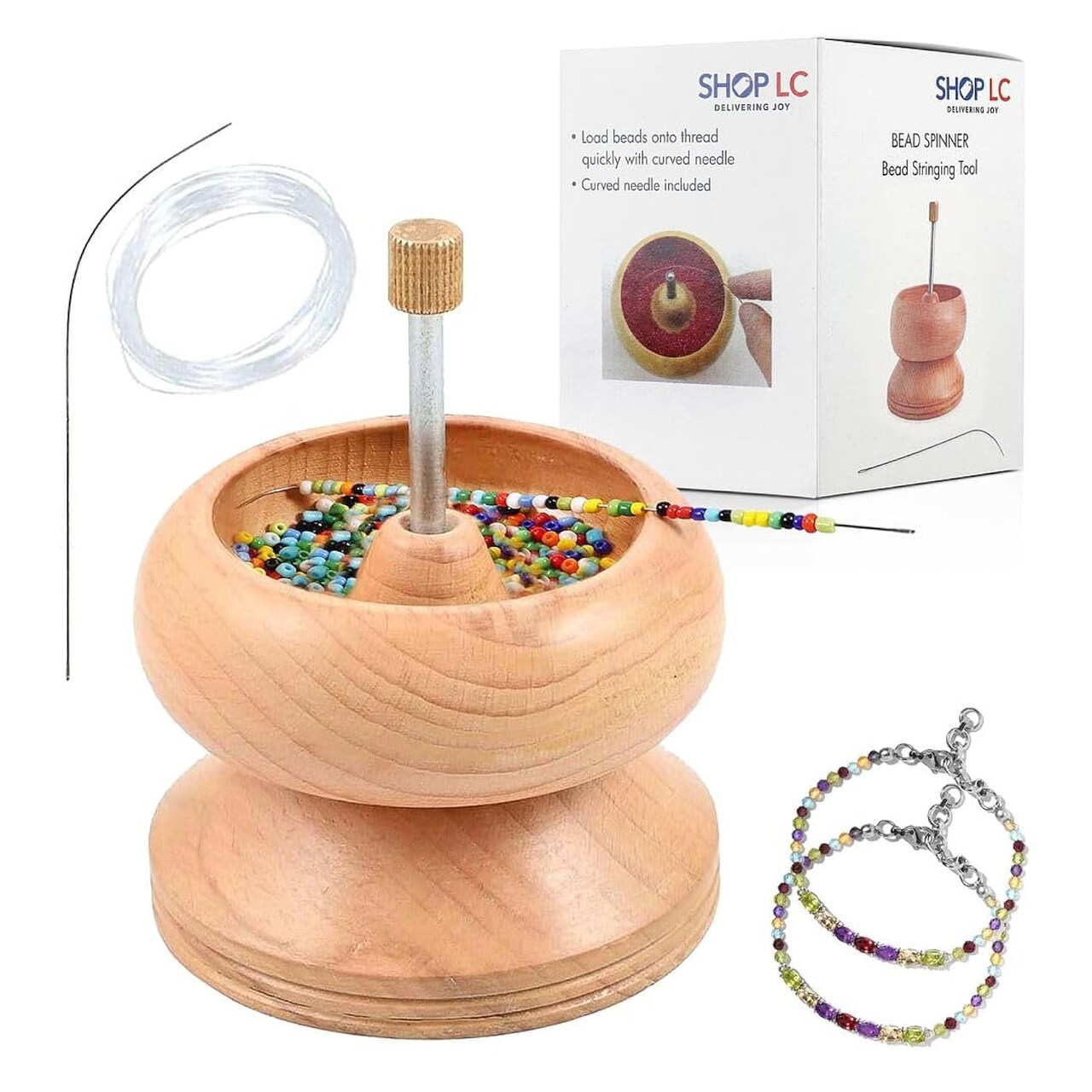 Shop Lc Seed Bead Spinner With Big Eye Beading Needle, Clay Bead Spinner Kit Waist Beads Kit For Jewelry Making Bracelet Maker Stringing Pinewood Wooden Crafting Gifts